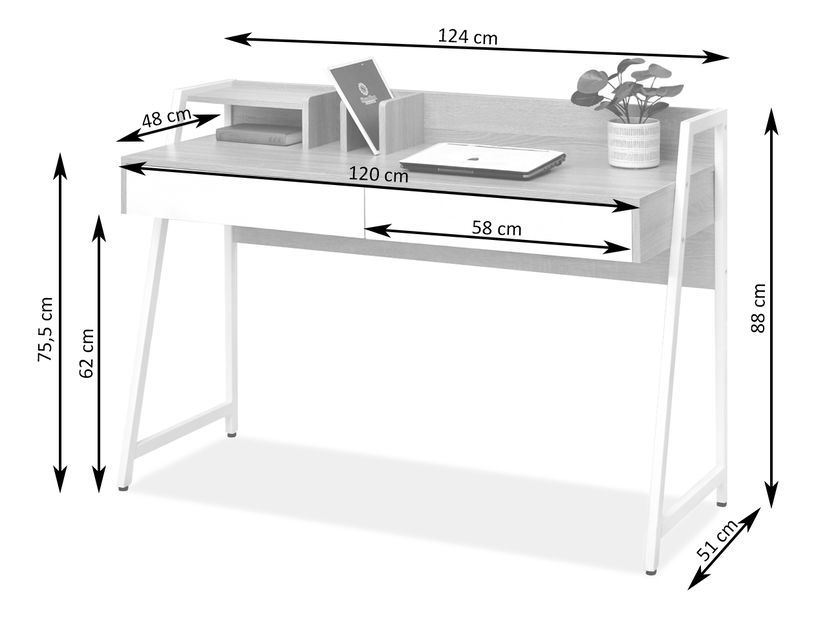 Masă PC Richiel (bej + negru)