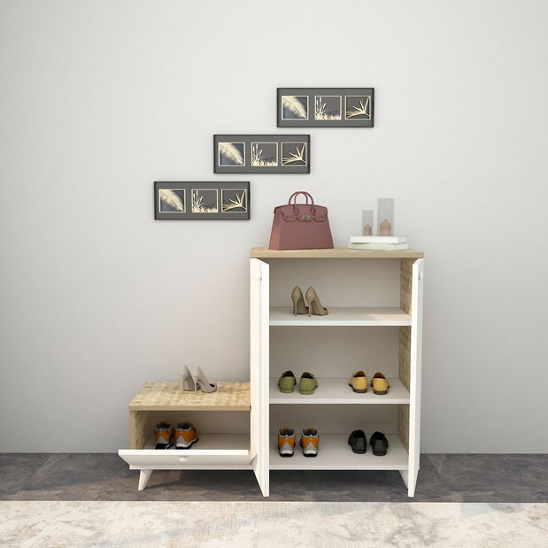 Előszoba bútor Tapie (tölgy + fehér)