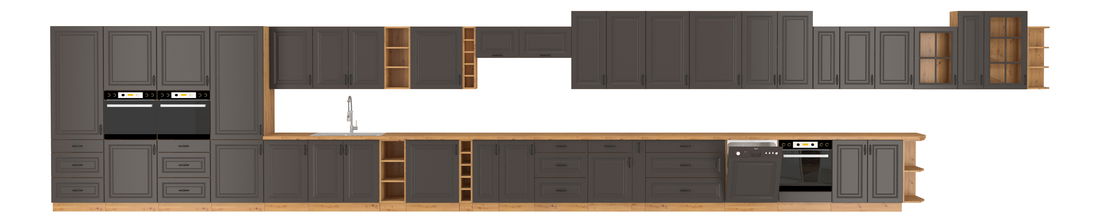 Dulap inferior bucătărie Sheila 80 D 2F BB (stejar artisan + grafit)