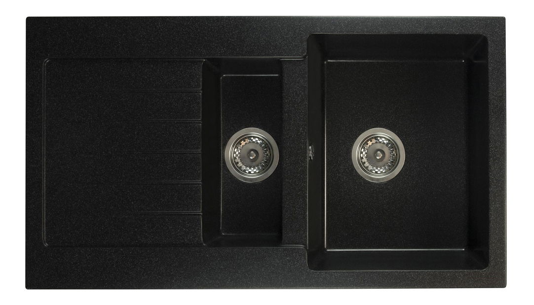 Chiuvetă de bucătărie Altava (negru + textură) (cu 3 orificii pentru robinet) (S)