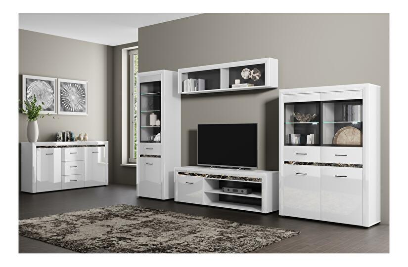 Mobilier living Wanetta 1 (alb lucioslá) (cu iluminat)