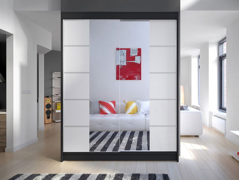 Šatníková skriňa Chantal 5 (čierna + biela)