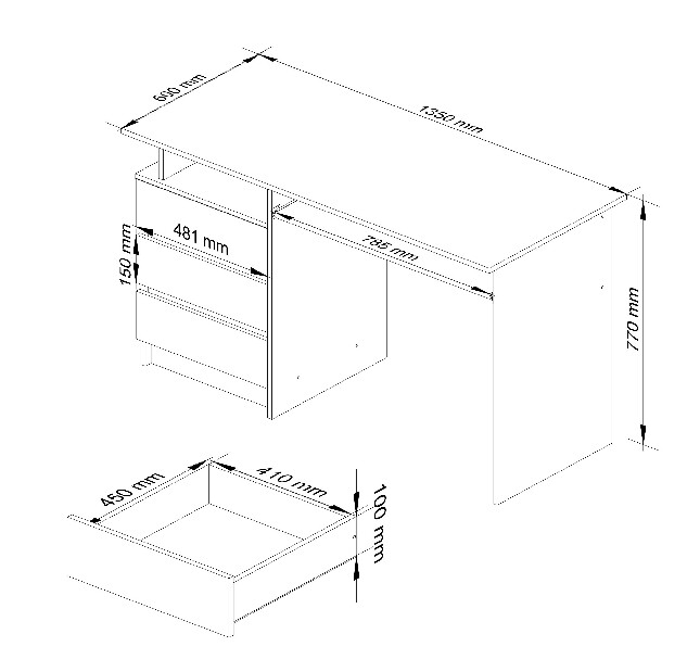 PC asztal Bronte (fehér + wenge)