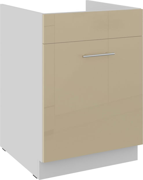 Alsó konyhaszekrény Lavera 60 ZL 1S BB (korpus: fehér + front: fényes cappucino)