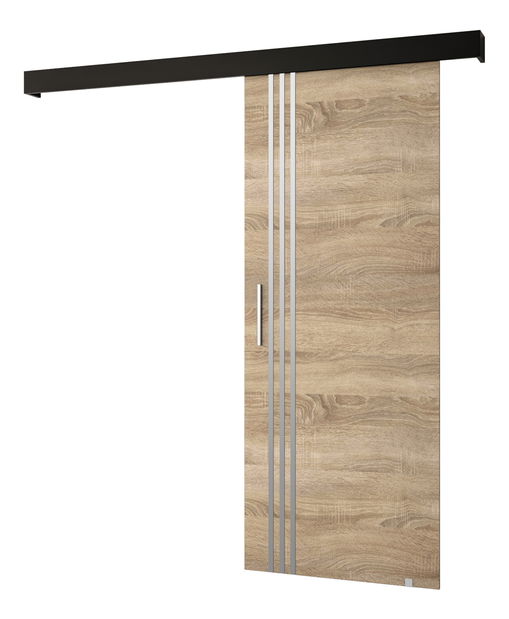 Posuvné dvere 90 cm Sharlene VI (dub sonoma + čierna matná + strieborná)