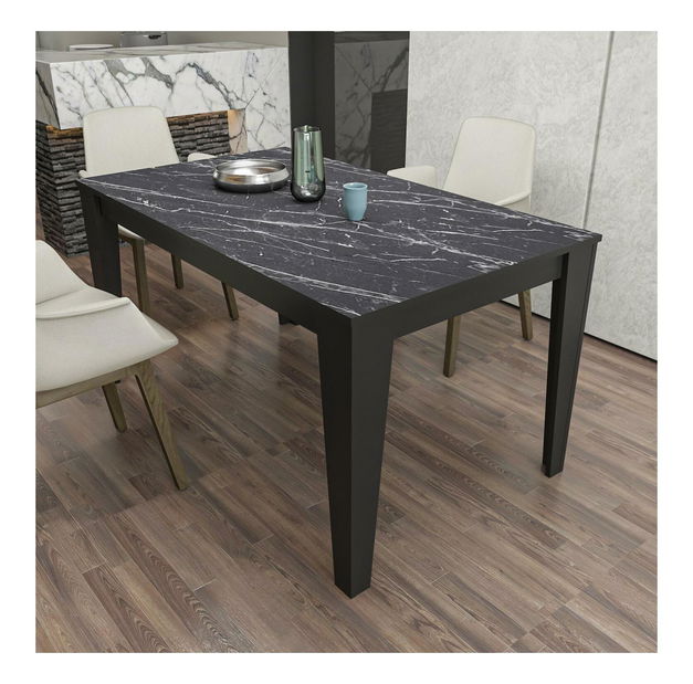 Masă sufragerie Budha (pentru 6 persoane) (marmură negru)