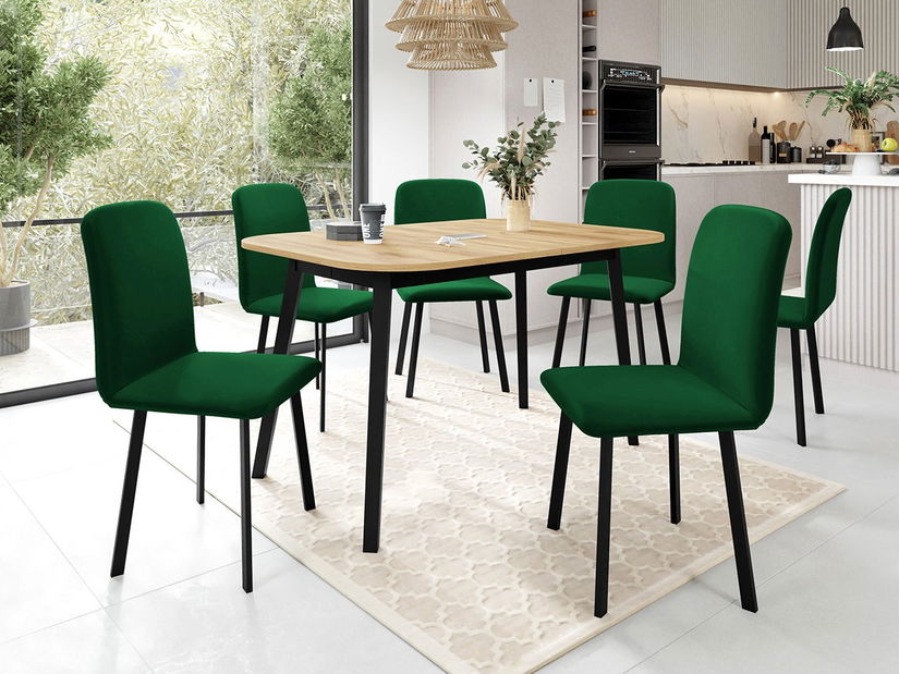 Rozkladací jedálenský stôl 130 cm Grospan S 130x80 (dub craft zlatý + čierna) (pre 4-6 osôb)