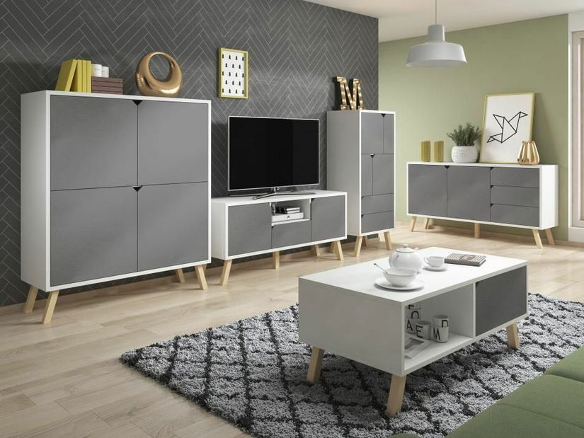 TV stolić/ormarić Tanuko (bijela + siva)