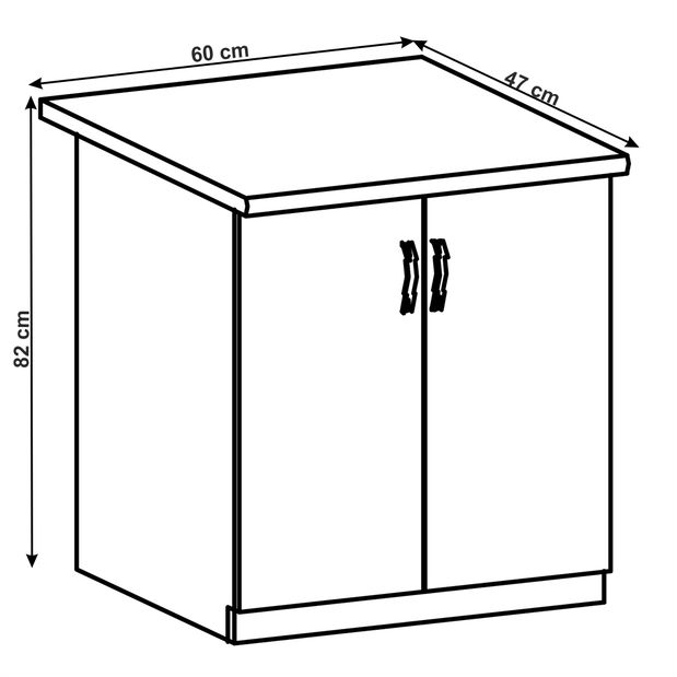 Dulap inferior de bucătărie D60 Lanaya (Alb + Gri mat)