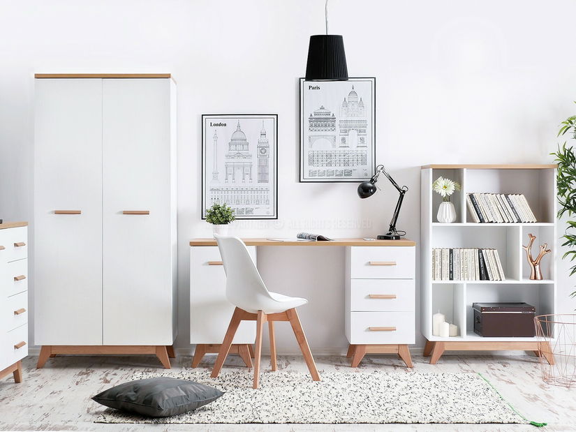 Mobilier cameră studenți Bajas 05 (alb + stejar)