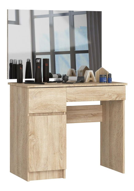 Masă de toaletă Parijat (Stejar sonoma) (cu oglindă) (S)