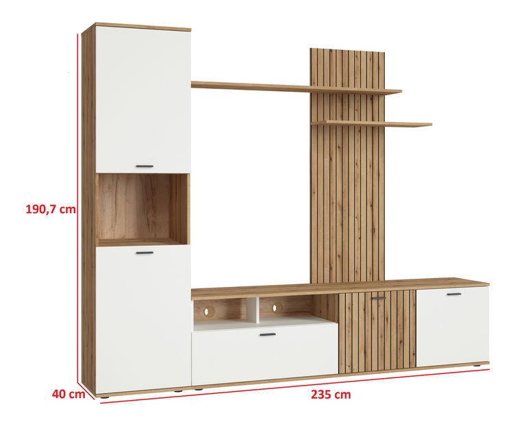 Nappali bútorsor Rolluna (evoke coast tölgy + fehér gyöngy)