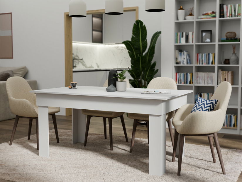 Masă de sufragerie Mostrarse 1 (alb) (pentru 6 persoane)