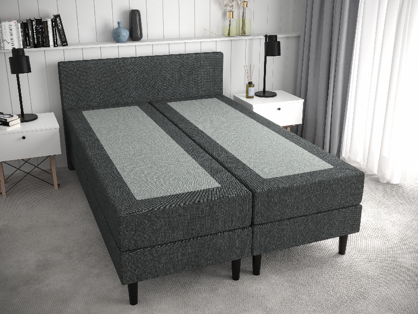 Manželská posteľ Boxspring 140 cm Rita (tmavosivá) (s matracom, bez úložného priestoru)