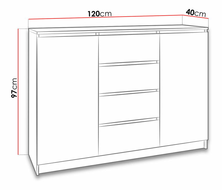 Komoda Perseia 2D4S (bijela) *trgovina
