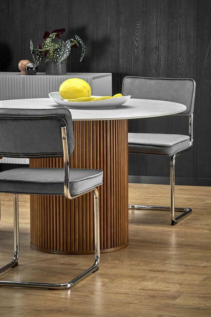 Blagovaonski stol Branda (bijeli mramor + orah)