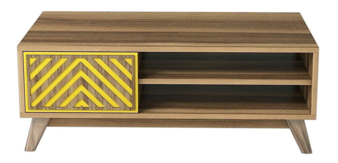 Dohányzóasztal Dedute (dió + sárga)