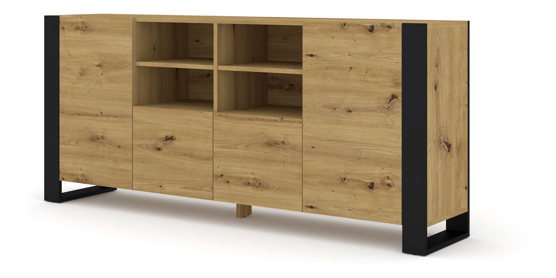 Dulap Montana 188 (Stejar artisan + Negru mat)