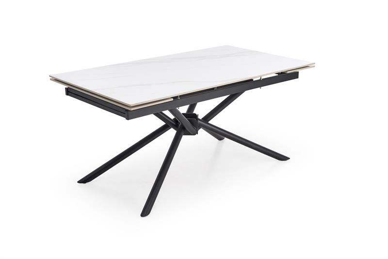 Rozkladací jedálenský stôl Victory (biely mramor + čierna) *výpredaj