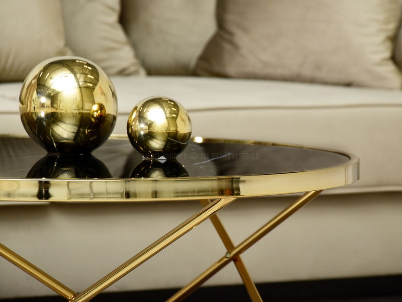 Dohányzóasztal Armin Xl (fekete márvány + arany)