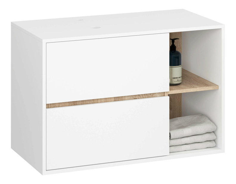 Kúpelňová skrinka Vambos W90UM 2SZ 2P (biela + dub sonoma)