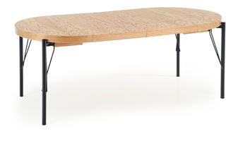 Masă de sufragerie Inarus (stejar natural + negru) (pentru 4 până la 8 persoane)