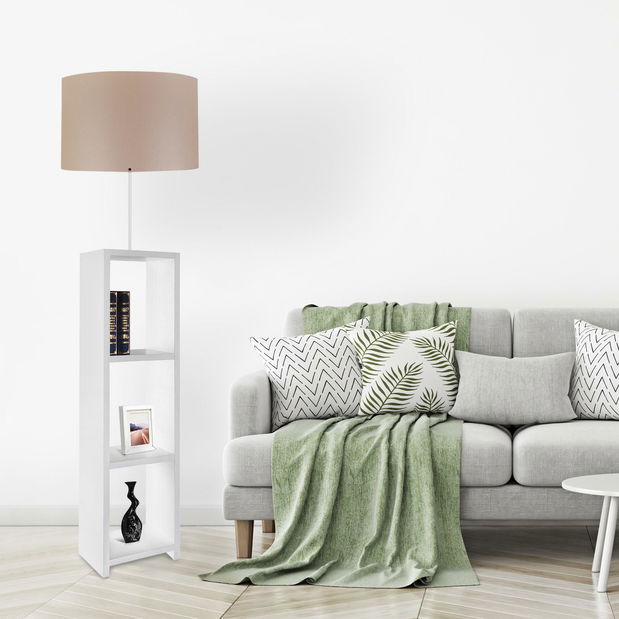 Podna svjetiljka s policama Astaresta 3 (bijela + bež)