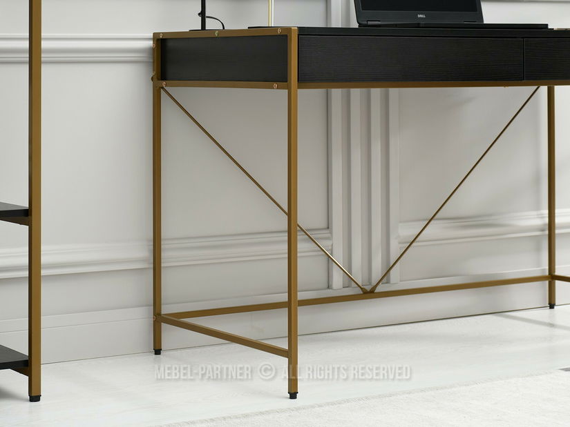 Masă PC Unica (lemn negru + auriu)