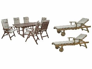 Set mobilier de grădină Amati (lemn de salcâm închis + gri bej)