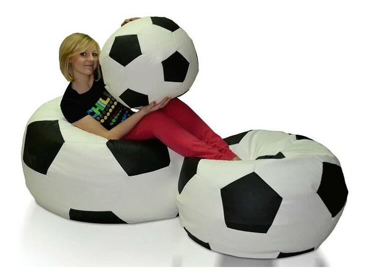 Set fotolii puf Futbal XXXL + XXL + L (alb + negru)
