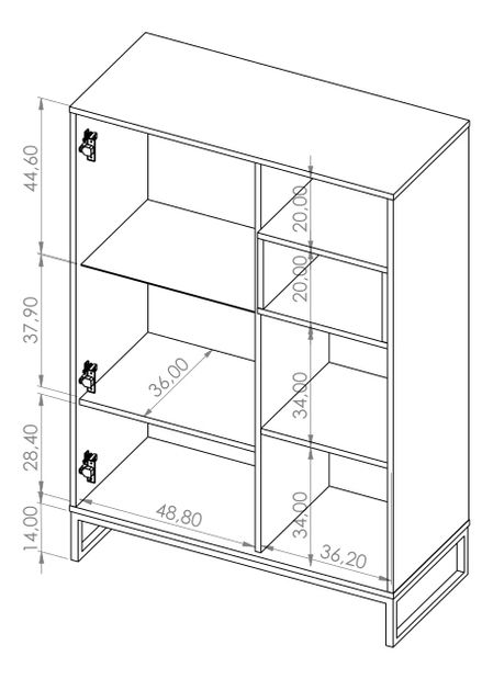 Vitrina Oliver WIT90 (artisan tölgy + matt fekete)