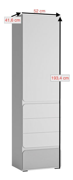 Policová skriňa Albunus S01 (biela alpská + lesk sivý)