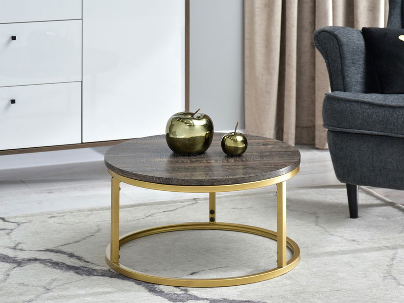 Măsuță de cafea Kolja Stolik S (stejar + auriu)