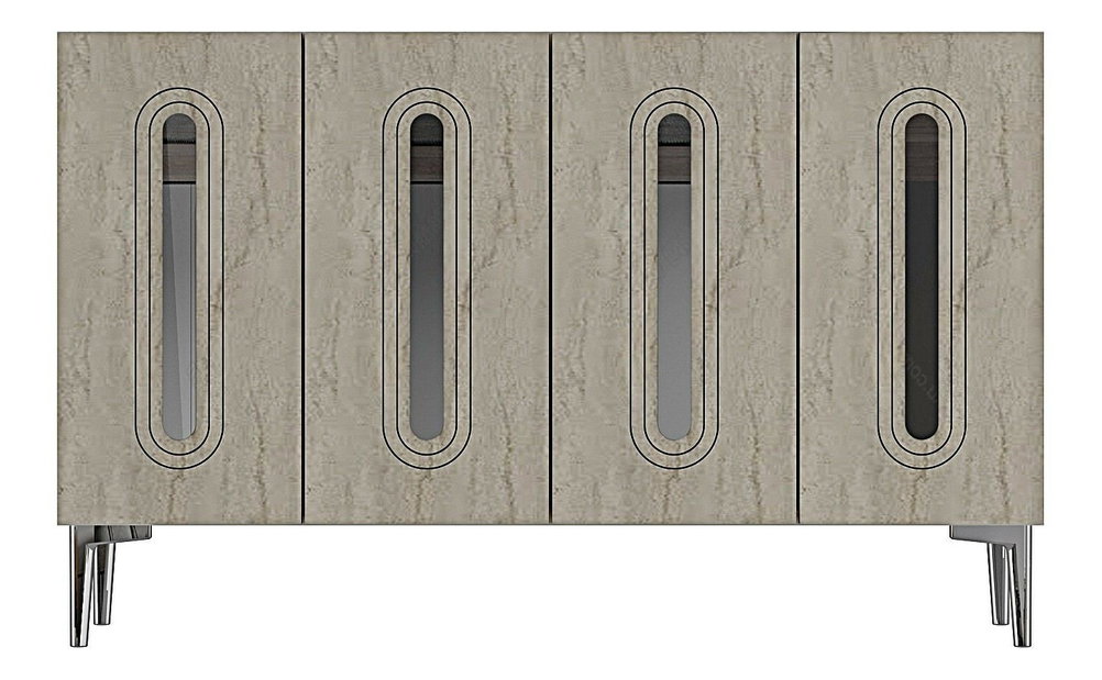 Dulap Randy 120 (alb + travertin + argintiu)