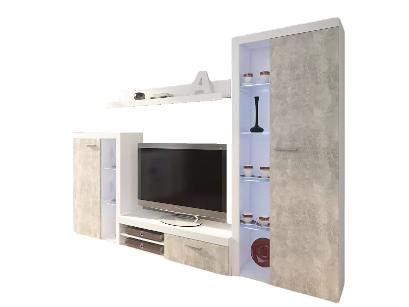 Mobilier living Reina (beton deschis + alb)