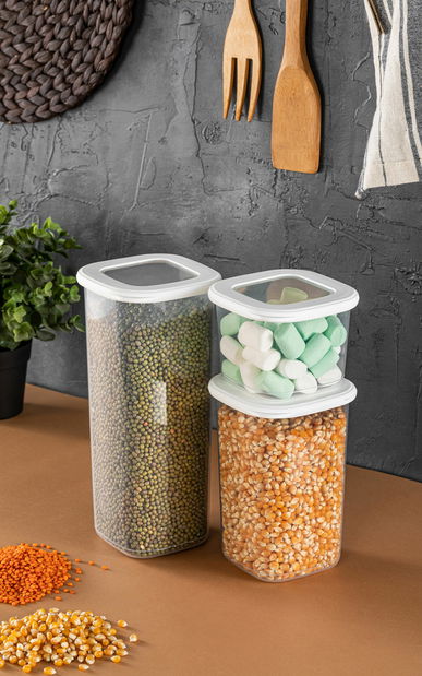 Sada úložných dóz na potraviny (3 ks.) Benda 03 (biela)