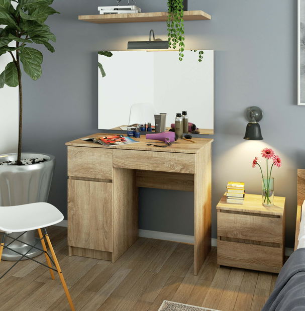 Toaletni stolić Parijat (hrast sonoma) (s ogledalom) (L)