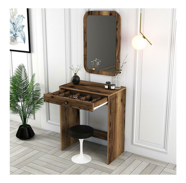 Toaletný stolík Logan 1 (orechové drevo) (so zrkadlom)