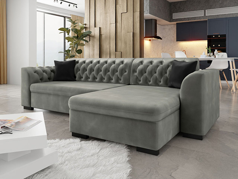 Kutna sofa na razvlačenje Leon (D) (Magic velvet 2217 + Magic velvet 2217 + Magic velvet 2219)