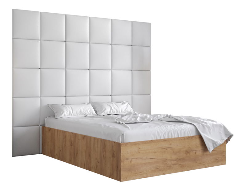 Bračni krevet s tapeciranim uzglavljem 160 cm Brittany 3 (hrast craft zlatni + bijela) (s podnicom)