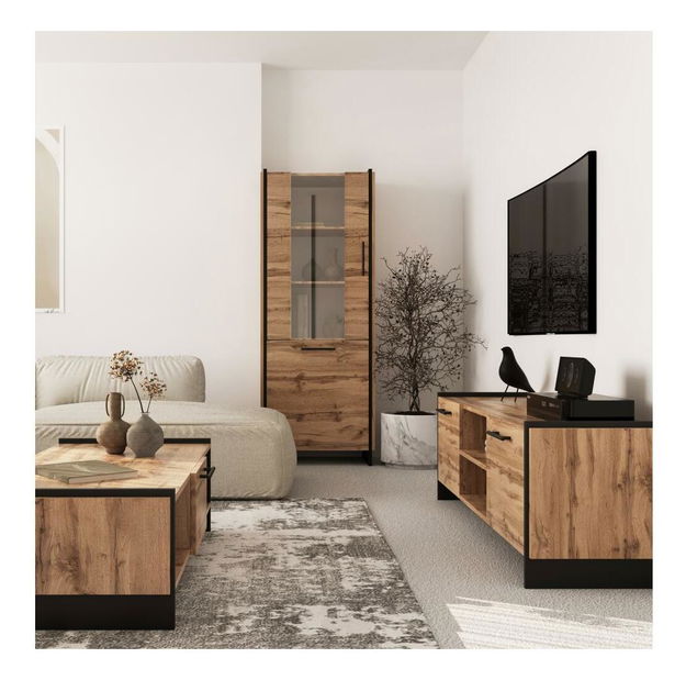 Mobilier living Actualmente 1 (stejar wotan + negru)