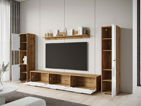Mobilier living Ikinra XL (Alb + lucios Alb) 