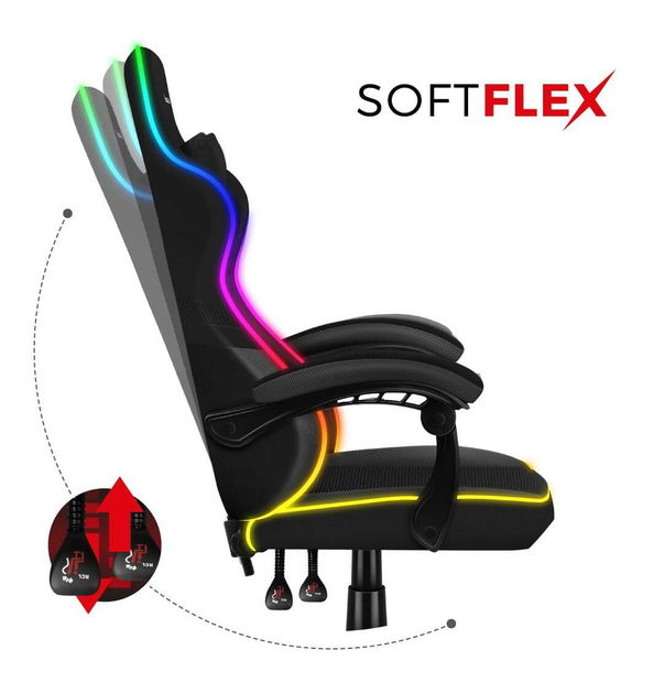 Fotoliu gaming Fusion 4.4 (negru + multicolor) (cu iluminat LED)