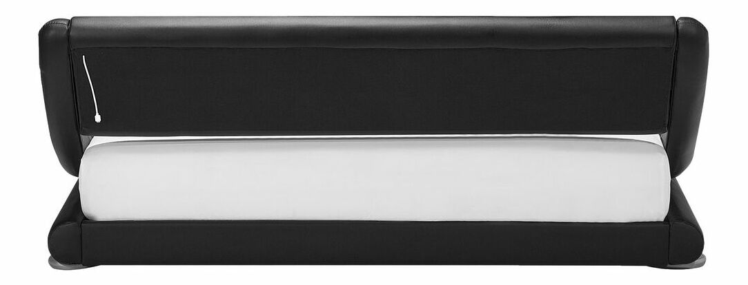 Franciaágy 140 cm AGINON (szintetikus bőr) (fekete) (LED világítással)