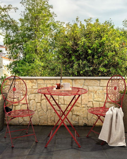 Set 2 ks záhradných stoličiek Shealee (červená) 