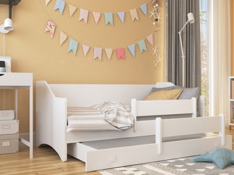 Rozkladacia detská posteľ 160x80 cm Naty II (s roštom a matracom) (biela)