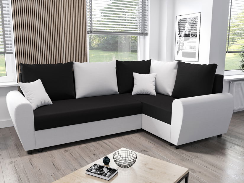 Rohová sedacia súprava Fleur Plus (biela + čierna) (P)