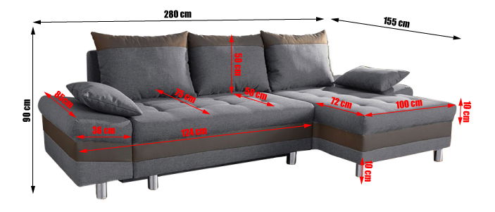 Rohová sedačka Peos sivá + cappucino (P)