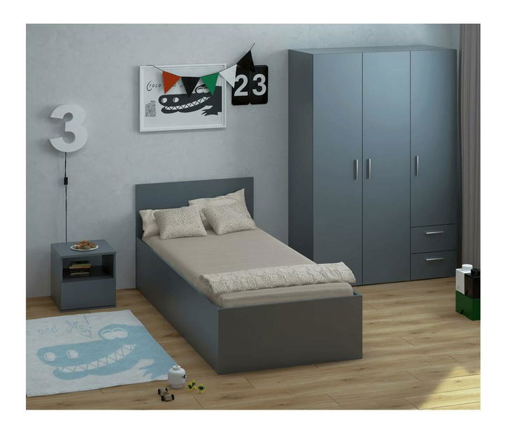 Jednolôžková posteľ 90 cm Discutibles (grafit) (s roštom) (s úl. priestorom)