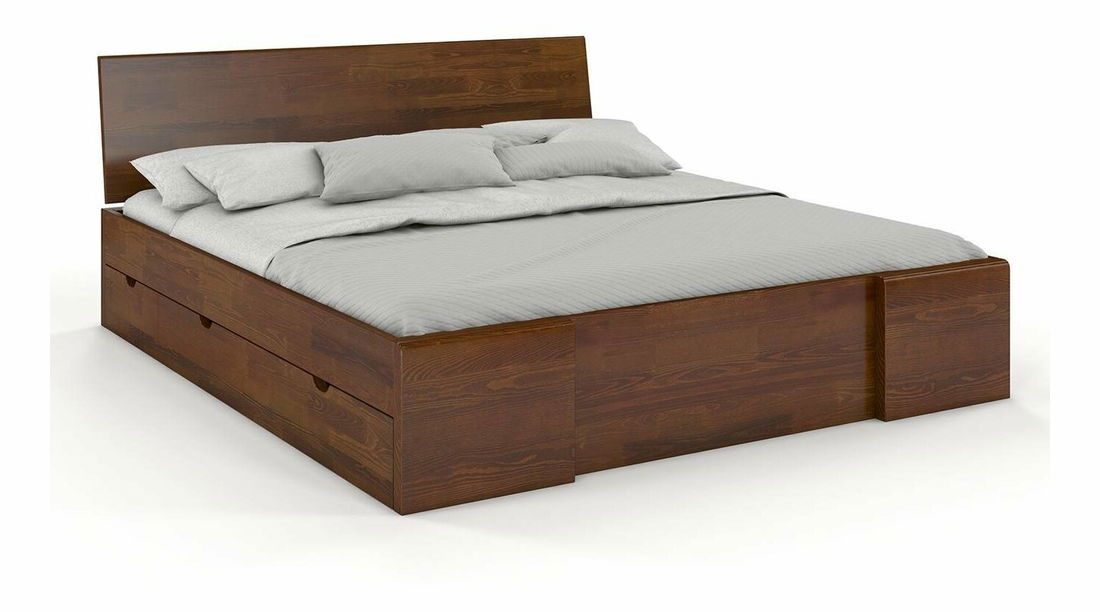 Manželská posteľ 180 cm Naturlig Blomst High Drawers (borovica) (s roštom)